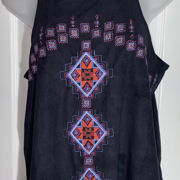 Hollister Tank M Faux Suede Boho Aztec Festival Embroidered Sleeveless   AA06 - Picture 1 of 6